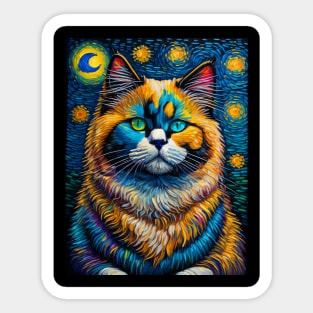 The Ragdoll Cat in starry night Sticker